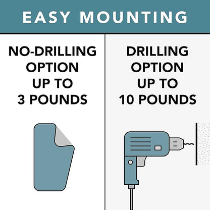 White Small Floating Shelf Set of 2 - for Wall with No Drill Option [ Adhesive ]