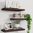 Marsmiles Wood Floating Shelves for Wall Set of 3, 17 Inch Wide Rustic Wooden Floating Shelves, Invisible Wall Mounted Display for Living Room Bedroom Kitchen Bathroom Office, Rustic Brown