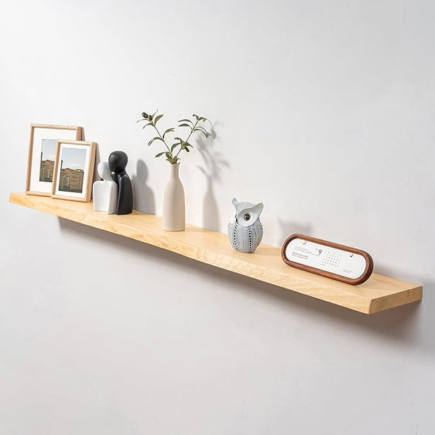 Axeman 72" Solid Wood Floating Shelves for Wall Decor, USA-Sourced Rustic Ash Wood Live Edge Shelf with Upgraded Heavy Invisible Bracket, Wall Mounted Shelf for Kitchen Bathroom Living Room, Natural