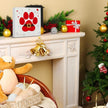 Farmhouse Christmas Decor, Christmas Decorations Indoor, Red Dog Paws Wooden Sign Rustic Home Shelf Desk Decor 5 x 5 Inches