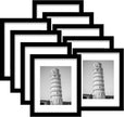 Wiscet 11x14 Picture Frame Set of 9, Display Pictures 8x10 with Mat or 11x14 Without Mat, Photo Frame for Wall Mounting or Tabletop Display, Black.