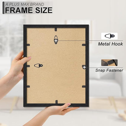A PLUS MAX 11x14 Picture Frame Set of 4, Black Engineered Wood Frame for 11 x 14 Inch Picture Poster Photo, Light Weight 11 by 14 Frame with Wood-grain for Wall - 4 Pack/Black/11 x14