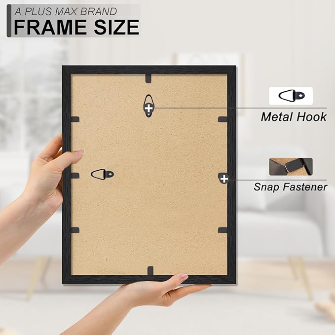 A PLUS MAX 11x14 Picture Frame Set of 3, Black Engineered Wood Frame for 11 x 14 Inch Picture Poster Photo, Light Weight 11 by 14 Frame with Wood-grain for Wall - 3 Pack/Black/11 x14