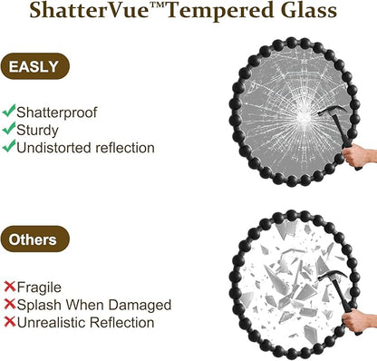 Round Mirror for Wall, 36 Inch Black Beaded Frame Decorative Vanity Mirror, Circle Bathroom Mirror with High-Definition Lense, Modern Wall Decor for Bathroom, Living Room, Bedroom, Entryway