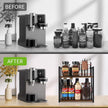 YINMIT Countertop Shelf Organizer,Coffee Bar Accessories,Spice Rack,Coffee Counter Shelf,2 Tier Coffee Organizer Station for Mugs,Cups,Cream,Syrup(Rustic Brown, Medium)