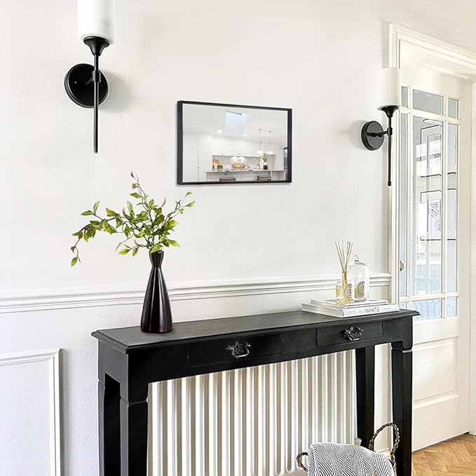 AAZZKANG Mirrors for Wall Rectangular Metal Framed Mirror Modern Decorative for Entryway Bedroom Living Room Bathroom Vertically or Horizontally Hanging Black Small