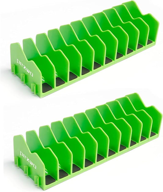 Plier Organizer & Rack (2-Pack, High-Vis Green) – 20-Slot Tool Storage for Toolbox Drawers – Non-Slip Rubber Base, Interlocking Modular Holders for Pliers, Cutters & Snips