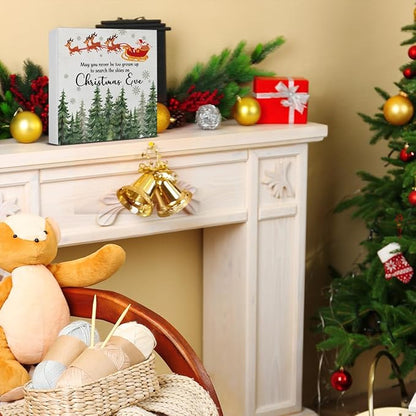 Christmas Sign Decor, May You Never Be Too Grown Up to Search the Skies on Christmas Eve Decorations, Santa Claus Reindeer Wooden Sign Rustic Home Decor 5 x 5 Inches