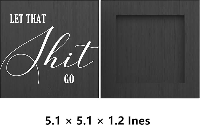 Funny Bathroom Decor Wood Box Sign, Black Farmhouse Toilet Sign with Humor, Restroom Shelf Decor for Guest Bath, Tabletop Countertop