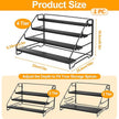 4 Tier Spice Rack for Cabinet, Step Adjustable Spice Shelf, Metal Step Spices Storage Holder with Protection Railing, Seasoning Organizer for Countertop, Cupboard, Pantry