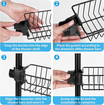 Clawfoot Tub Caddy(Shower Rod Not Included) - Stainless Steel Shower Shelves and Soap Caddy (Black)