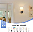 Wall Sconces Set of 2, Modern Wall Lamps for Bedroom, Sconces Wall Light Fixture with Beige Fabric Shade, Indoor Wall Mounted Lamps for Living Room Hallway Kitchen, Black Finish