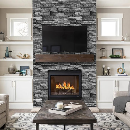 Jeweluck Grey Brick Wallpaper Peel and Stick Wallpaper 17.7inch×118.1inch Faux Stone Self Adhesive Wallpaper Kitchen Backsplash Peel and Stick Brick Contact Paper Removable Wall Paper Decor Vinyl