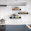 Floating Shelves for Wall Set of 3, Black Metal Wall Shelves for Bathroom 11.8/13.8/15.7 in, Modern Small Adhesive Shelf for Living Room, Bedroom, Office, Kitchen