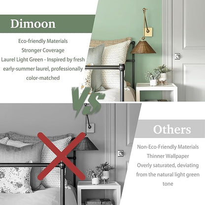Dimoon 17.7''x362'' Peel and Stick Wallpaper Light Green Contact Paper for New Environmentally Friendly Materials Thickening Upgrade Embossed Renter Friendly Wall Paper Vinyl Countertop Bedroom
