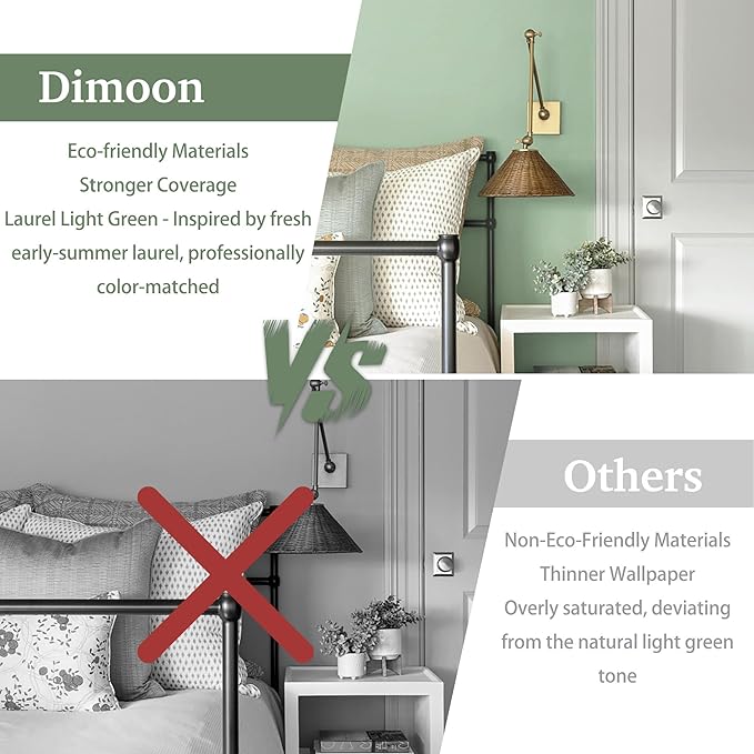 Dimoon 17.7''x393'' Peel and Stick Wallpaper Light Green Contact Paper for New Environmentally Friendly Materials Thickening Upgrade Embossed Renter Friendly Wall Paper Vinyl Countertop Bedroom
