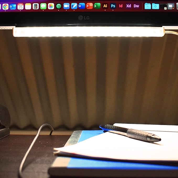 TrueColor USB-Powered LED Light Bar with Frosted Cover for Under Cabinet, Under Monitor, TV Backlight – Easy-Install - Adhesive & Mounting Brackets Included - 100,000 Hours Lifetime (18