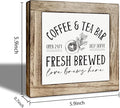 Coffee and Tea Bar Decor, Farmhouse Coffee Bar Sign, Farmhouse Kitchen Tiered Tray Decor, Rustic Wood Signs for Cafe Bars, for Home Kitchen Bars Accessories 5.9×5.9 inch