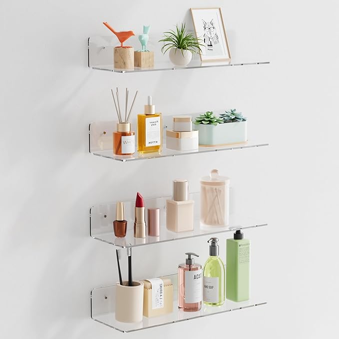 HANGE 6-Pack Clear Acrylic Floating Shelves, 12