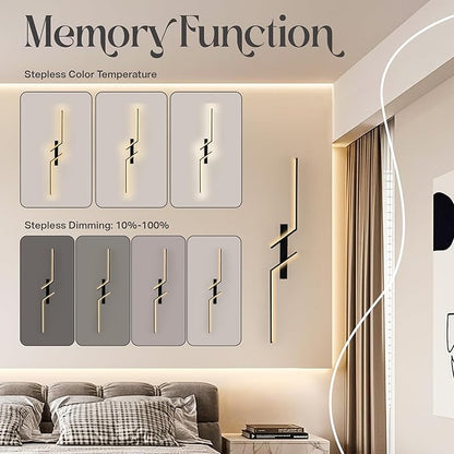 1-Pack Battery Operated Wall Sconce - 39 Inch Rechargeable Sconces Decor - Wireless Light with Remote Control and Timer - Modern Black Battery Powered Fixture for Hallway Wall Decor