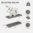 Vivelove Elm Floating Shelves for Wall Solid Wood, 24 Inches Long Rustic Wall Shelf with Invisible Bracket for Living Room Bedroom Bathroom Office Book, Farmhouse Wall Display Shelf, Set of 2 - Grey