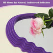 Wavy Mirror Wall Decor for Girly Nursery Bedroom, Small Decorative Irregular Mirrors for Modern Vintage Home Office Living Room Housewarming Birthday Gift, Unique Hanging Art Accent (Purple)