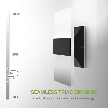 ASD LED Indoor Wall Mount Light Fixture - 8 Inch 10W Modern Interior Matte Black Dimmable Wall Sconce Light - ETL 2700K-5000K Adjustable - Hallway, Bedroom LED Wall Lights