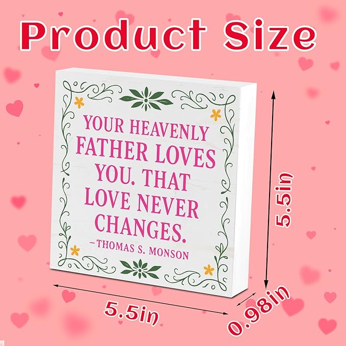 Valentines Desk Decor, Valentine's Day Home Office Table Sign for Wife Daughter from Dad Husband, Valentine Gifts Decorations for Porch Tiered Tray Shelf Party, Love Never Changes