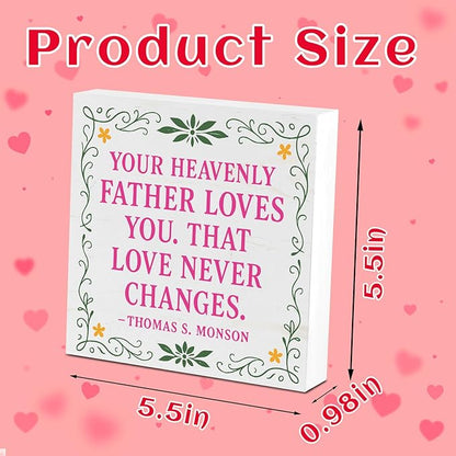 Valentines Desk Decor, Valentine's Day Home Office Table Sign for Wife Daughter from Dad Husband, Valentine Gifts Decorations for Porch Tiered Tray Shelf Party, Love Never Changes