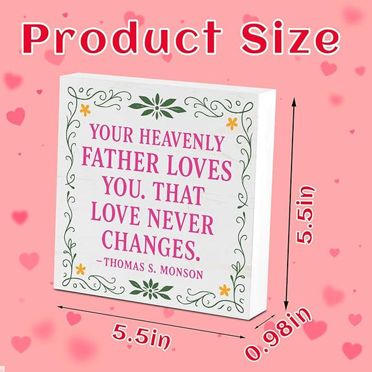 Valentines Desk Decor, Valentine's Day Home Office Table Sign for Wife Daughter from Dad Husband, Valentine Gifts Decorations for Porch Tiered Tray Shelf Party, Love Never Changes