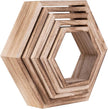 WONFUlity Hexagon Floating Shelves Honeycomb Shelves Wall Mounted Wood Farmhouse Storage Wall Shelf for Bathroom, Kitchen, Bedroom, Living Room,Driftwood Finish Decor,Light Brwon