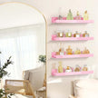 4 Pack 15 Inch Pink Acrylic Shelves, Kids Floating Bookshelf for Kids Room, Modern Nail Polish Rack Sunglasses Essential Oil Picture Ledge Display Toy Storage Wall Shelf
