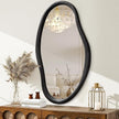JJUUYOU Irregular Mirror Black Asymmetrical Wooden Wall Mirror 34
