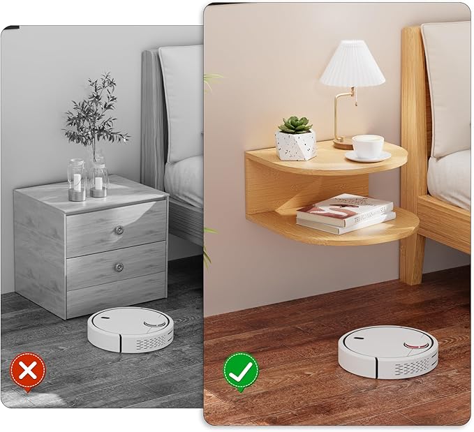 Bamboo Floating Nightstand with Storage Drawer and Modern Open Shelf Cubby，Bedroom, Living Room, Kitchen, Tool Room for use. (Natural, Trumpet)