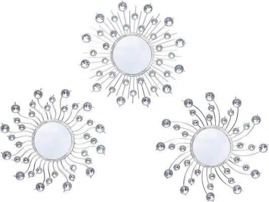 Mirror Wall Decor Metal Sun Mirror Home Decoration Wall Art Decorative Suitable for Living Room Bedroom Bathroom Entryway