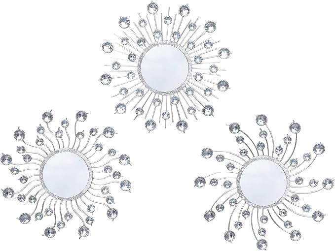 Mirror Wall Decor Metal Sun Mirror Home Decoration Wall Art Decorative Suitable for Living Room Bedroom Bathroom Entryway