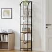 Bookshelf Narrow Bookcase, Tall Storage Rack with Steel Frame, Display Standing Shelf Unit, Skinny Book Shelf for Study Living Room Home Office, Industrial Style, 6-Tier Rustic Brown BC56001B