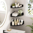 Alsonerbay Black Corner Shelf Wall Mount, Set of 3 Floating Shelves for Wall Storage and Display, Rustic Wood Shelves for Bedroom, Living Room, Bathroom, Entryway, Garage