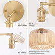 Vintage Battery Operated Wall Sconce with Amber Striped Glass Lampshade 5000 mAh Rechargeable Battery Powered Wall Light with Remote Control for Bedside Bedroom Doorway