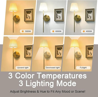 10000mAh Battery Operated Wall Sconces Set of One, Gold Rechargeable Wall Lights with Remote & Touch Control,Dimmable 3 Color Temperature Wall Decor for Bedroom Living Room Hallway