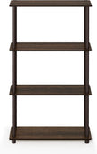 Furinno TURN-N-TUBE Storage Shelves, 4-Tier Toolless Book Shelf, Corner Shelf, Toolless Open Shelves, for Organization and Storage, Living Room, Garage, Home Office, Walnut