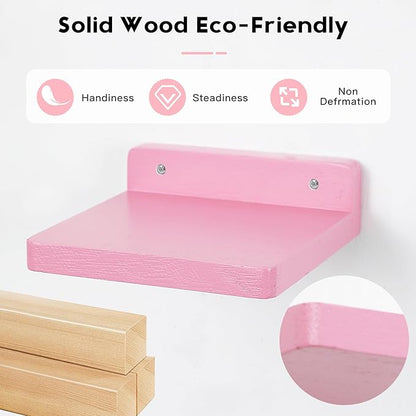 Small Floating Shelf,5 Inch Mini Shelves,Set of 3 Small Wall Shelf for Bedroom Living Room Bathroom Kitchen Office, Room Decor (Pink)