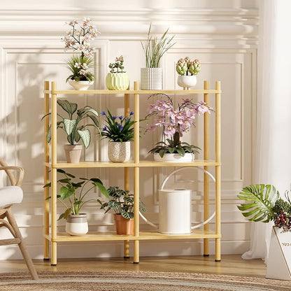 3 Tier Book Shelf, Wide Bamboo Bookshelf, Bookcase with 6 Open Display Shelves, Bookshelves Storage Organizer for Small Place, Standing Shelf Units for Living Room, Bedroom, Bathroom, Office