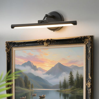Hardwired Picture Lights For Wall, Led Art Light For Painting,Modern Metal Picture Frame Light ,Dimmable Poster Gallery Painting Bookshelf Portrait Lights For Pictures On Wall 6W 3CCT (Black, 16in)
