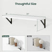 Floating Shelves, 8 Inch Deep Rustic Wood Wall Storage, 24W x 8D Wall Shelves Set of 2, Heavy Duty Metal Brackets, Industrial Book Shelf for Living Room, Kitchen, Bathroom, Bedroom, White