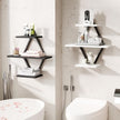 Floating Shelves, Wall Shelf Set of 2, Wall Mounted Shelves, 3-Tier Hanging Wall Shelves for Bathroom, Living Room, Bedroom, Kitchen, Office (Black & White)