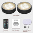 Battery Operated Puck Lights with Remote LED Under Cabinet Lighting Wireless Stick on Lights Color Changing Timer Tap Lights for Cabinets Shelves Closets Display Case - 2Pack Black