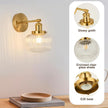 TERLEENART Vintage Wall Sconce Set of 2,Hard Wired Sconce with Clear Ribbed Glass Shade,Indoor Wall Mounted Lamp for Bedroom Living Room Bathroom Hallway