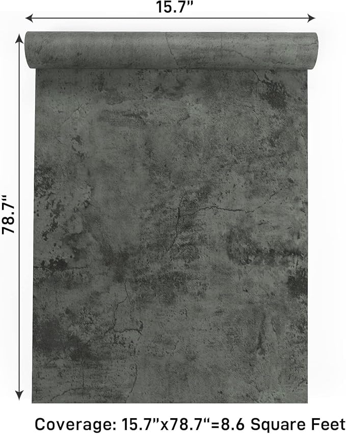 VaryPaper 15.7''x78.7'' Industrial Weathered Concrete Wallpaper Peel and Stick Modern Cement Contact Paper Decorative Self Adhesive Vinyl Removable Grey Wall Paper Roll for Bedroom Bathroom Kitchen
