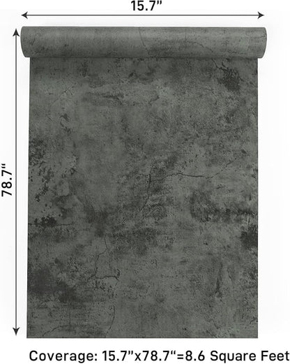 VaryPaper 15.7''x78.7'' Industrial Weathered Concrete Wallpaper Peel and Stick Modern Cement Contact Paper Decorative Self Adhesive Vinyl Removable Grey Wall Paper Roll for Bedroom Bathroom Kitchen